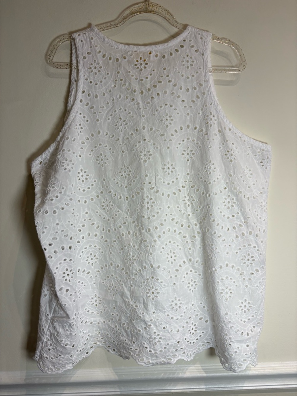 Natalie Martin Cotton White Eyelet Tank in Salt NWOT Large - Picture 3 of 5
